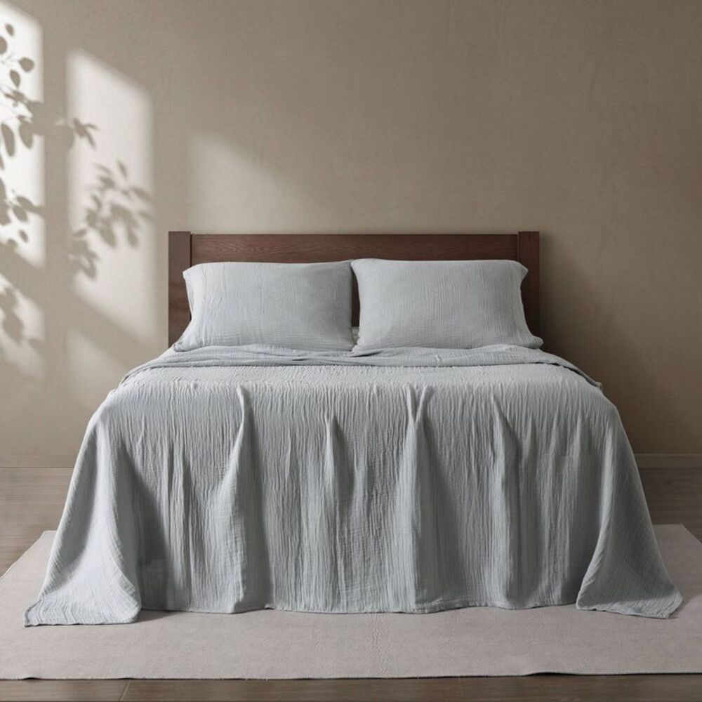 Open Box - Calm -  King Gauze Sheet Set Stone Gray Gray - Picture 2 of 4